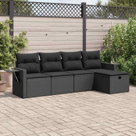 Set de muebles de jardín 5 pzas y cojines ratán sintético negro by , Garden sets - Ref: Foro24-3325461, Price: 356,15 €, Disc...