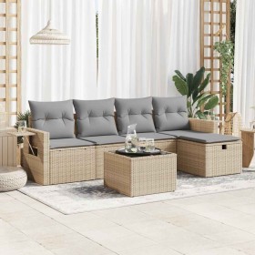 Juego de sofás jardín con cojines 6 pzas ratán sintético beige von , Gartensets - Ref: Foro24-3325475, Preis: 404,60 €, Rabat...