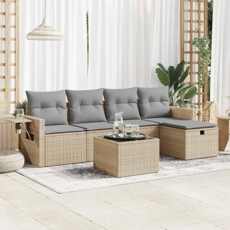 Juego de sofás jardín con cojines 6 pzas ratán sintético beige von , Gartensets - Ref: Foro24-3325475, Preis: 382,42 €, Rabat...