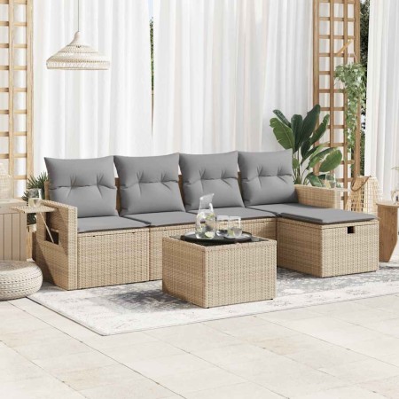 Juego de sofás jardín con cojines 6 pzas ratán sintético beige by , Garden sets - Ref: Foro24-3325475, Price: 404,60 €, Disco...