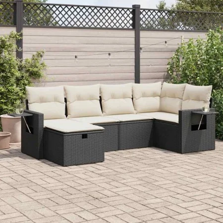 Set de sofás de jardín 6 piezas y cojines ratán sintético negro von , Gartensets - Ref: Foro24-3325482, Preis: 381,42 €, Raba...