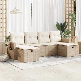 Set of garden sofas with cushions 6 pcs synthetic rattan beige by , Garden sets - Ref: Foro24-3325524, Price: 458,98 €, Disco...