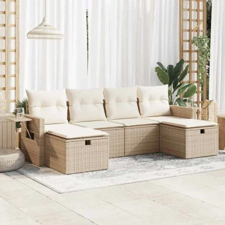 Set Gartensofas mit Kissen 6 Stück synthetisches Rattan beige von , Gartensets - Ref: Foro24-3325524, Preis: 458,98 €, Rabatt: %
