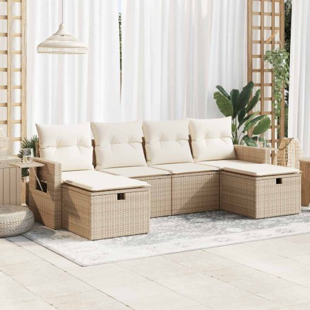 Set Gartensofas mit Kissen 6 Stück synthetisches Rattan beige von , Gartensets - Ref: Foro24-3325524, Preis: 461,98 €, Rabatt: %