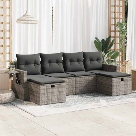 Set of 6 garden furniture and cushions synthetic rattan gray by , Garden sets - Ref: Foro24-3325526, Price: 374,10 €, Discoun...