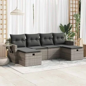 Set of 6 garden furniture and cushions synthetic rattan gray by , Garden sets - Ref: Foro24-3325526, Price: 362,64 €, Discoun...