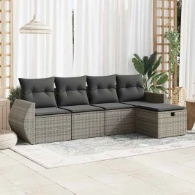 Juego de sofás jardín con cojines 5 pzas ratán sintético gris by , Garden sets - Ref: Foro24-3325566, Price: 325,49 €, Discou...