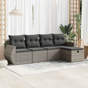 Juego de sofás jardín con cojines 5 pzas ratán sintético gris von , Gartensets - Ref: Foro24-3325566, Preis: 330,40 €, Rabatt: %