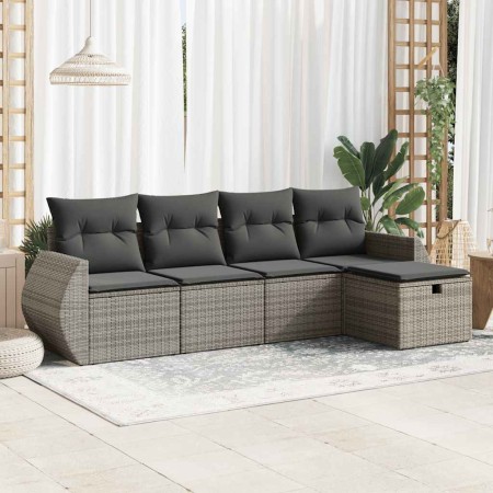 Juego de sofás jardín con cojines 5 pzas ratán sintético gris von , Gartensets - Ref: Foro24-3325566, Preis: 330,40 €, Rabatt: %