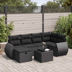 Set of 7 garden sofas with cushions synthetic rattan black by , Garden sets - Ref: Foro24-3325591, Price: 475,91 €, Discount: %