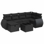 Set de sofás de jardín 7 pzas con cojines ratán sintético negro de , Conjuntos de jardín - Ref: Foro24-3325591, Precio: 477,74 €