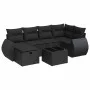 Set of 7 garden sofas with cushions synthetic rattan black by , Garden sets - Ref: Foro24-3325591, Price: 454,38 €, Discount: %