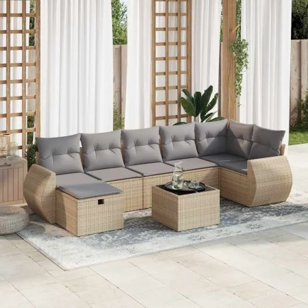 Set of garden sofas and cushions 8 pieces synthetic rattan beige by , Garden sets - Ref: Foro24-3325615, Price: 512,77 €, Dis...