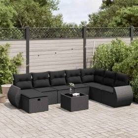 Set de sofás de jardín con cojines 9 pzas ratán sintético negro by , Garden sets - Ref: Foro24-3325641, Price: 551,35 €, Disc...