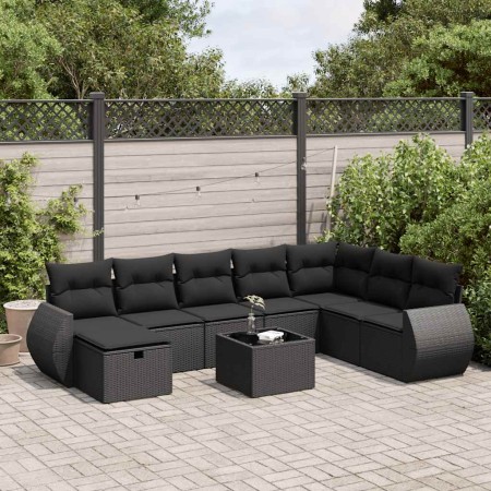 Set de sofás de jardín con cojines 9 pzas ratán sintético negro von , Gartensets - Ref: Foro24-3325641, Preis: 566,63 €, Raba...