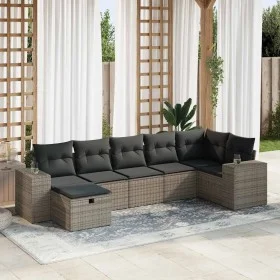 Set of 7 garden sofas with cushions synthetic rattan gray by , Garden sets - Ref: Foro24-3325706, Price: 448,53 €, Discount: %