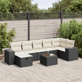 Set of garden sofas and cushions 8 pieces synthetic rattan black by , Garden sets - Ref: Foro24-3325712, Price: 487,45 €, Dis...