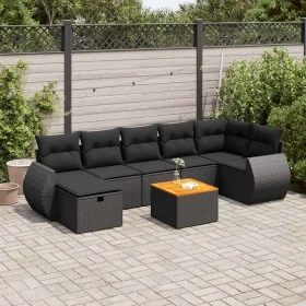 Set aus Gartensofas und Kissen 8-teilig synthetisches Rattan schwarz von , Gartensets - Ref: Foro24-3325849, Preis: 478,78 €,...
