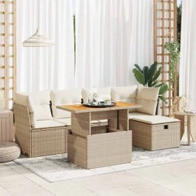 Set sofás jardín y cojines 6 pzas ratán sintético acacia beige de , Conjuntos de jardín - Ref: Foro24-3327968, Precio: 434,73...