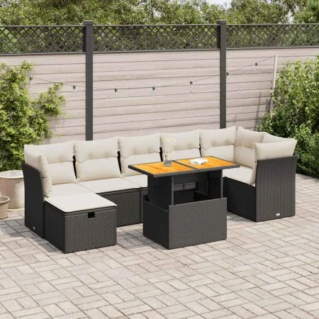 Set garden sofas and cushions 8 pcs synthetic rattan acacia black by , Garden sets - Ref: Foro24-3327980, Price: 498,11 €, Di...
