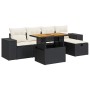 Set sofás jardín y cojines 6 pzas ratán sintético acacia negro by , Garden sets - Ref: Foro24-3328078, Price: 402,72 €, Disco...