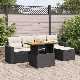 Set sofás jardín y cojines 6 pzas ratán sintético acacia negro de , Conjuntos de jardín - Ref: Foro24-3327994, Precio: 390,18...