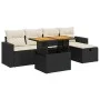 Set sofás jardín y cojines 6 pzas ratán sintético acacia negro by , Garden sets - Ref: Foro24-3327994, Price: 384,21 €, Disco...