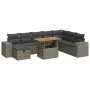 Set sofás jardín y cojines 9 pzas ratán sintético acacia gris by , Garden sets - Ref: Foro24-3328103, Price: 587,60 €, Discou...