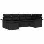 Conjunto de sofá de jardín con cojín 6 pcs Negro Poliratán