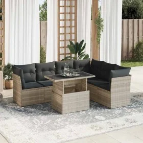 Set mit 7 Gartensofas mit Kissen PE Rattan hellgrau von , Gartensets - Ref: Foro24-3326173, Preis: 554,36 €, Rabatt: %