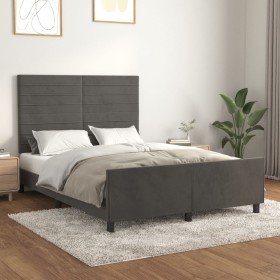 Estructura de cama sin colchón terciopelo gris oscuro 140x190cm Estructura de cama sin colchón terciopelo gris oscuro 140x190cm