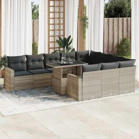 Set of 11 garden sofas and cushions synthetic rattan gray by , Garden sets - Ref: Foro24-3326393, Price: 879,80 €, Discount: %