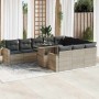 Set of 11 garden sofas and cushions synthetic rattan gray by , Garden sets - Ref: Foro24-3326393, Price: 879,28 €, Discount: %