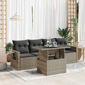 Set of garden sofas with cushions 5 pcs synthetic rattan gray by , Garden sets - Ref: Foro24-3326401, Price: 368,84 €, Discou...