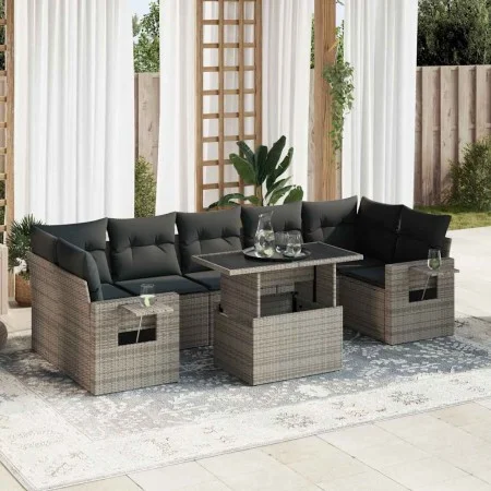 Set aus Gartensofas und Kissen 8-teilig synthetisches Rattangrau von , Gartensets - Ref: Foro24-3326441, Preis: 555,51 €, Rab...