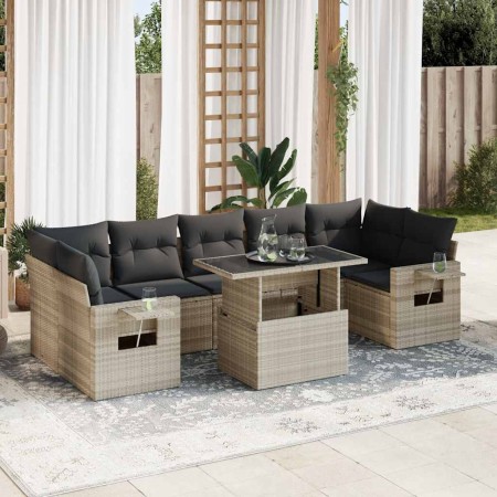 Set of 8 garden sofas and cushions synthetic rattan gray by , Garden sets - Ref: Foro24-3326443, Price: 619,91 €, Discount: %