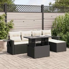 Set of 6-piece garden sofas and cushions synthetic rattan black by , Garden sets - Ref: Foro24-3326457, Price: 401,16 €, Disc...