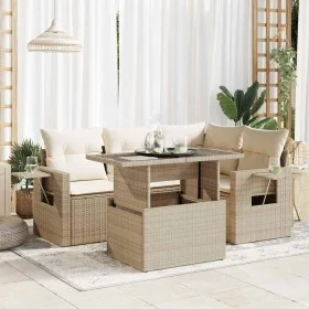 Juego de sofás jardín con cojines 5 pzas ratán sintético beige by , Garden sets - Ref: Foro24-3326469, Price: 455,93 €, Disco...