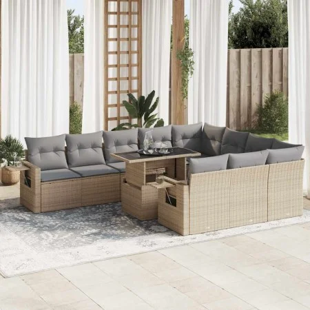 Set of 11pcs garden sofas with beige synthetic rattan cushions by , Garden sets - Ref: Foro24-3326550, Price: 781,01 €, Disco...
