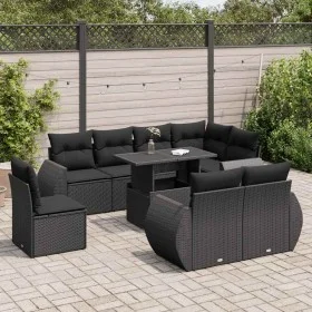 Set Gartensofas mit Kissen 9 Stück synthetisches Rattan schwarz von , Gartensets - Ref: Foro24-3326656, Preis: 695,86 €, Raba...