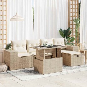 Set Gartensofas mit Kissen 6 Stück synthetisches Rattan beige von , Gartensets - Ref: Foro24-3327928, Preis: 508,49 €, Rabatt: %
