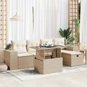 Set of garden sofas with cushions 6 pcs synthetic rattan beige by , Garden sets - Ref: Foro24-3327928, Price: 514,38 €, Disco...