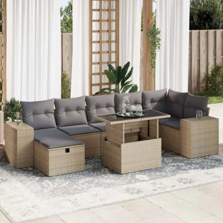 Set of garden sofas with cushions 5 pcs synthetic rattan beige by , Garden sets - Ref: Foro24-3327949, Price: 577,21 €, Disco...