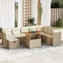 Set garden sofas and cushions 9 pcs synthetic rattan acacia beige by , Garden sets - Ref: Foro24-3327989, Price: 638,65 €, Di...