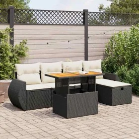 Set garden sofas and cushions 6 pcs synthetic rattan acacia black by , Garden sets - Ref: Foro24-3328050, Price: 405,77 €, Di...