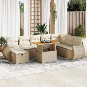 Set garden sofas and cushions 9 pcs synthetic rattan acacia beige by , Garden sets - Ref: Foro24-3328073, Price: 688,77 €, Di...