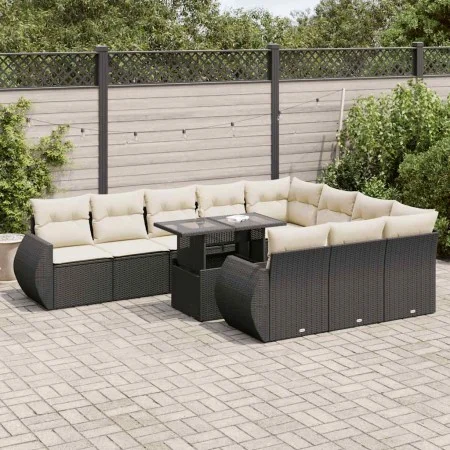 Set of 11 pcs garden sofas and cushions synthetic rattan black by , Garden sets - Ref: Foro24-3326707, Price: 748,42 €, Disco...
