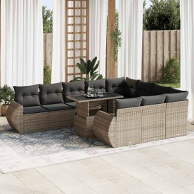 Set de sofás de jardín 11 pzas y cojines ratán sintético gris by , Garden sets - Ref: Foro24-3326711, Price: 746,33 €, Discou...