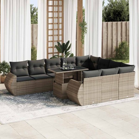 Set de sofás de jardín 11 pzas y cojines ratán sintético gris by , Garden sets - Ref: Foro24-3326711, Price: 746,33 €, Discou...