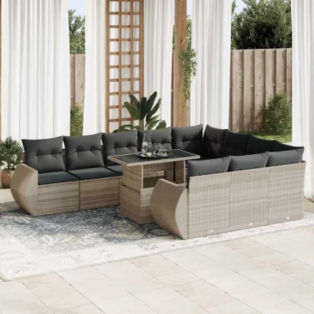 Set de sofás de jardín 11 pzas y cojines ratán sintético gris by , Garden sets - Ref: Foro24-3326713, Price: 894,83 €, Discou...